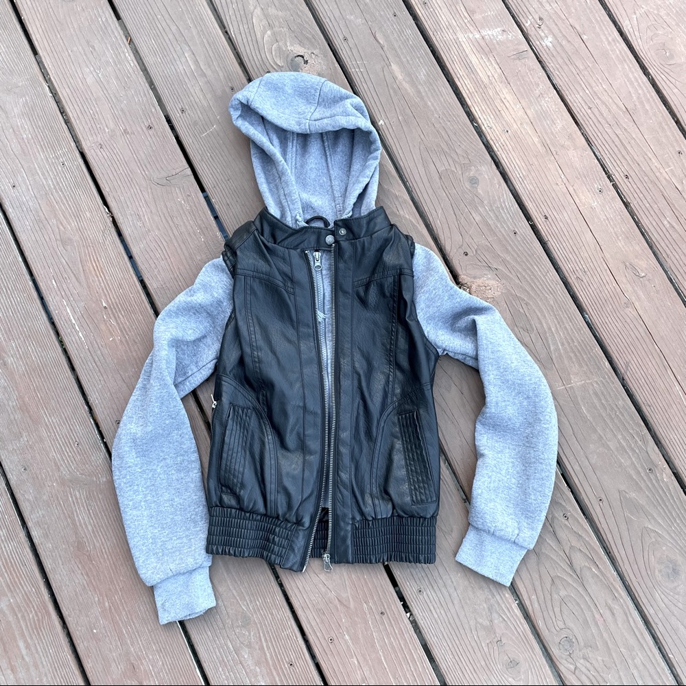 Jacket with attached leather vest